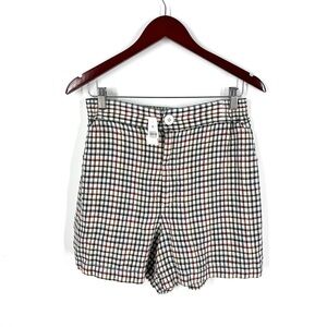 Lou & Grey NWT 100% Linen Gingham Shorts Womens S Checkered